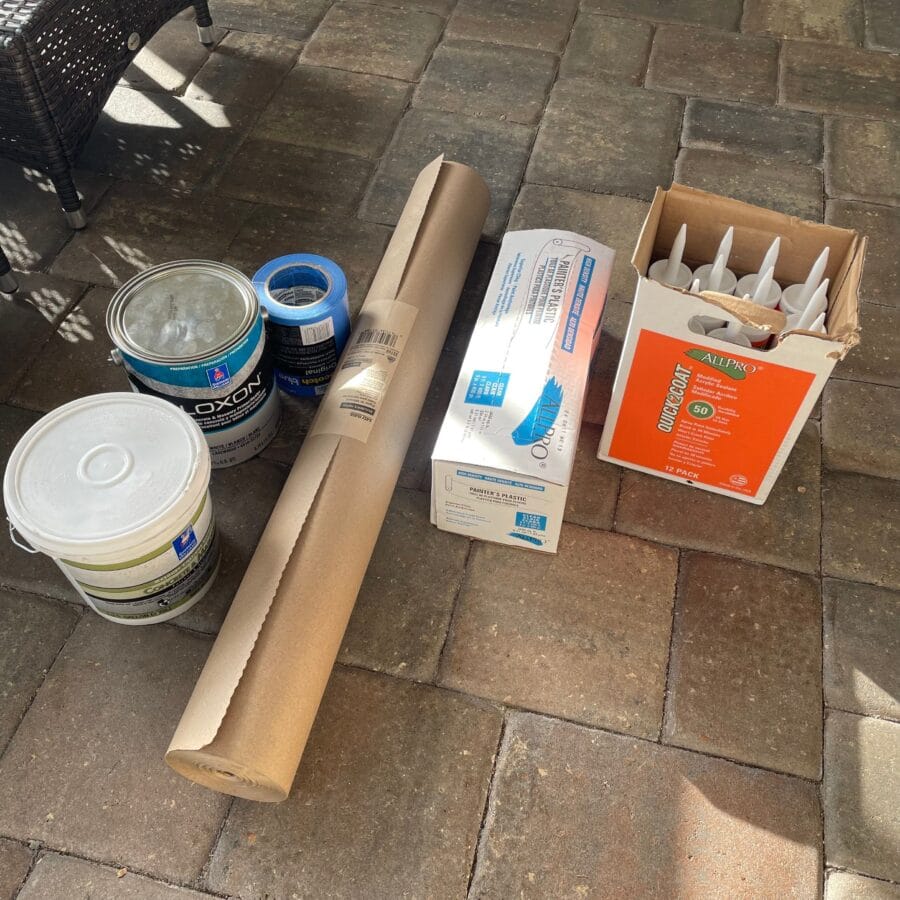 Image of materials that Bright Side used to repair the stucco damage on the house