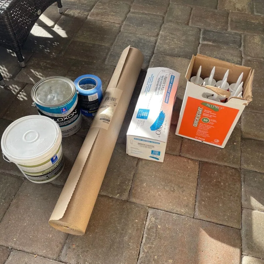 Image of materials that Bright Side used to repair the stucco damage on the house