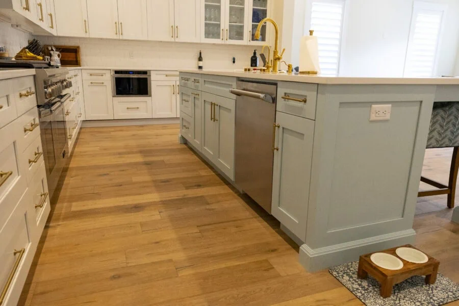 close up shot of newly painted kitchen cabinets