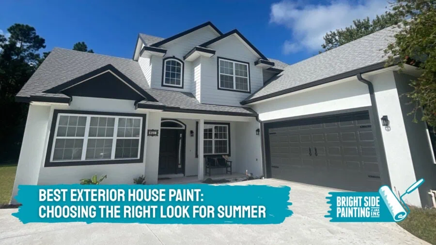 May blog image that says Best Exterior House Paint: Choosing the Right Look for Summer and features the Bright Side Logo