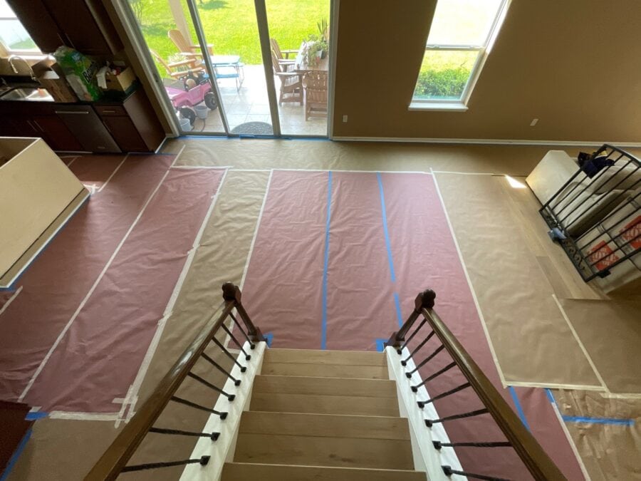 Floors taped up for painting