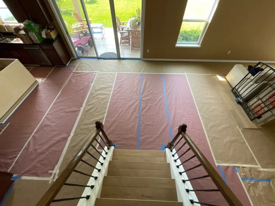 Floors taped up for painting