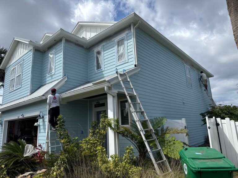 south jacksonville beach exterior in progress being painted by bright side painting