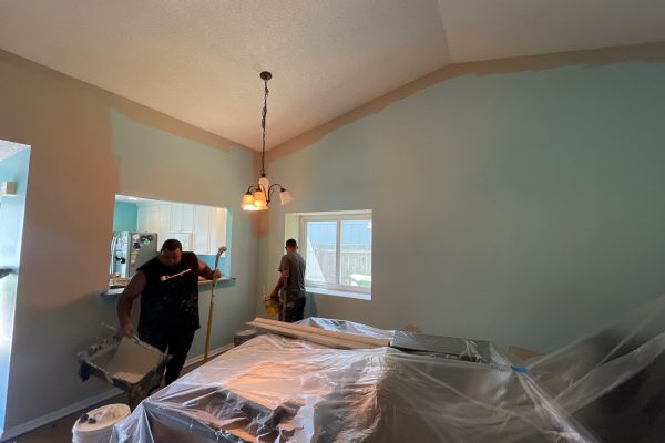 image of interior home during painting process
