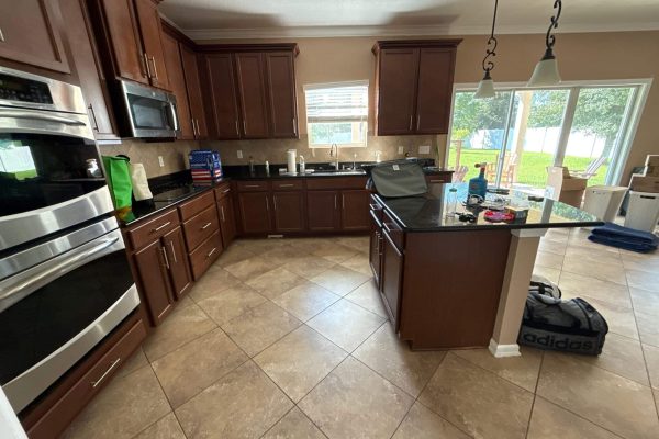 before photo of cabinet refinishing